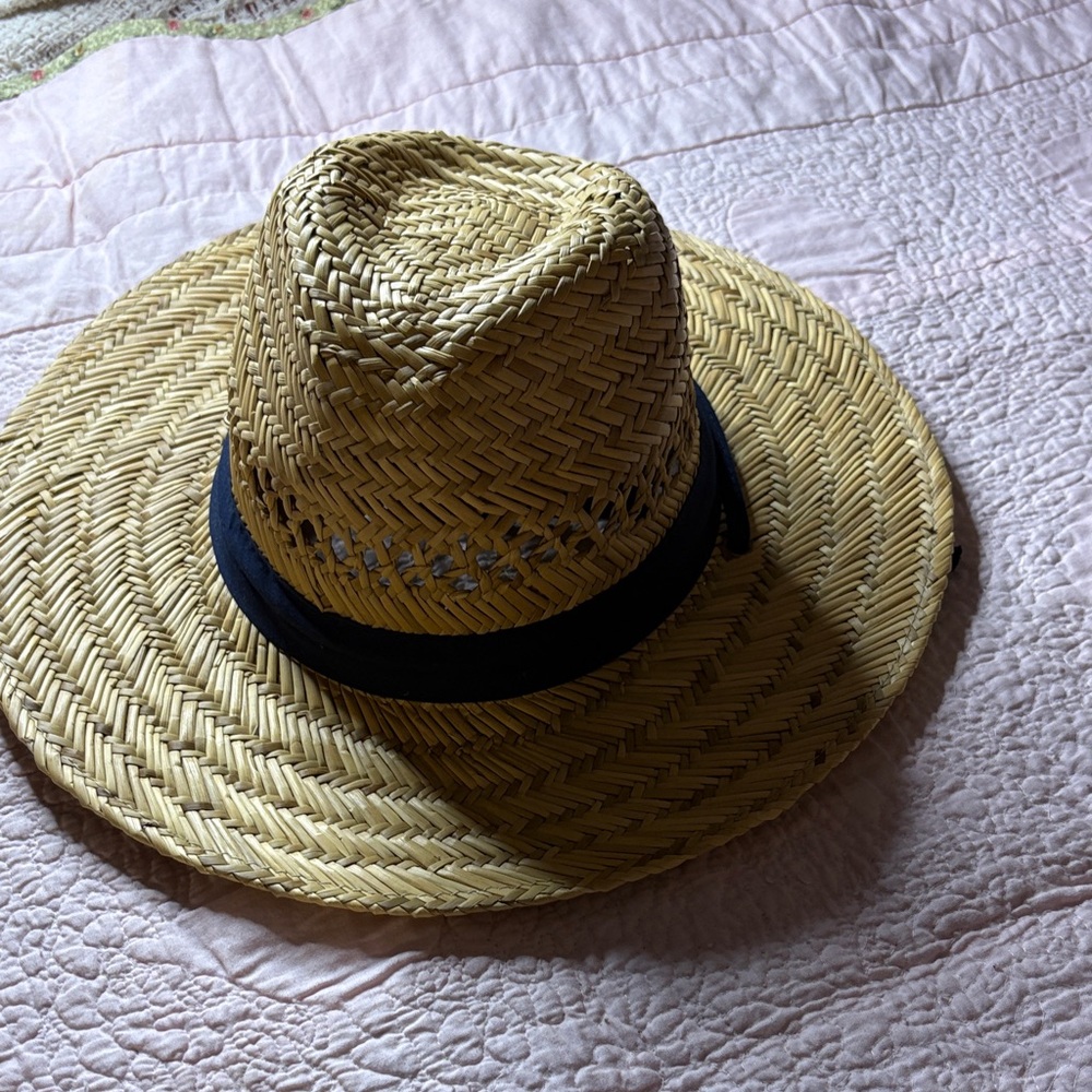 Stylish Tan Straw Hat with Black Band